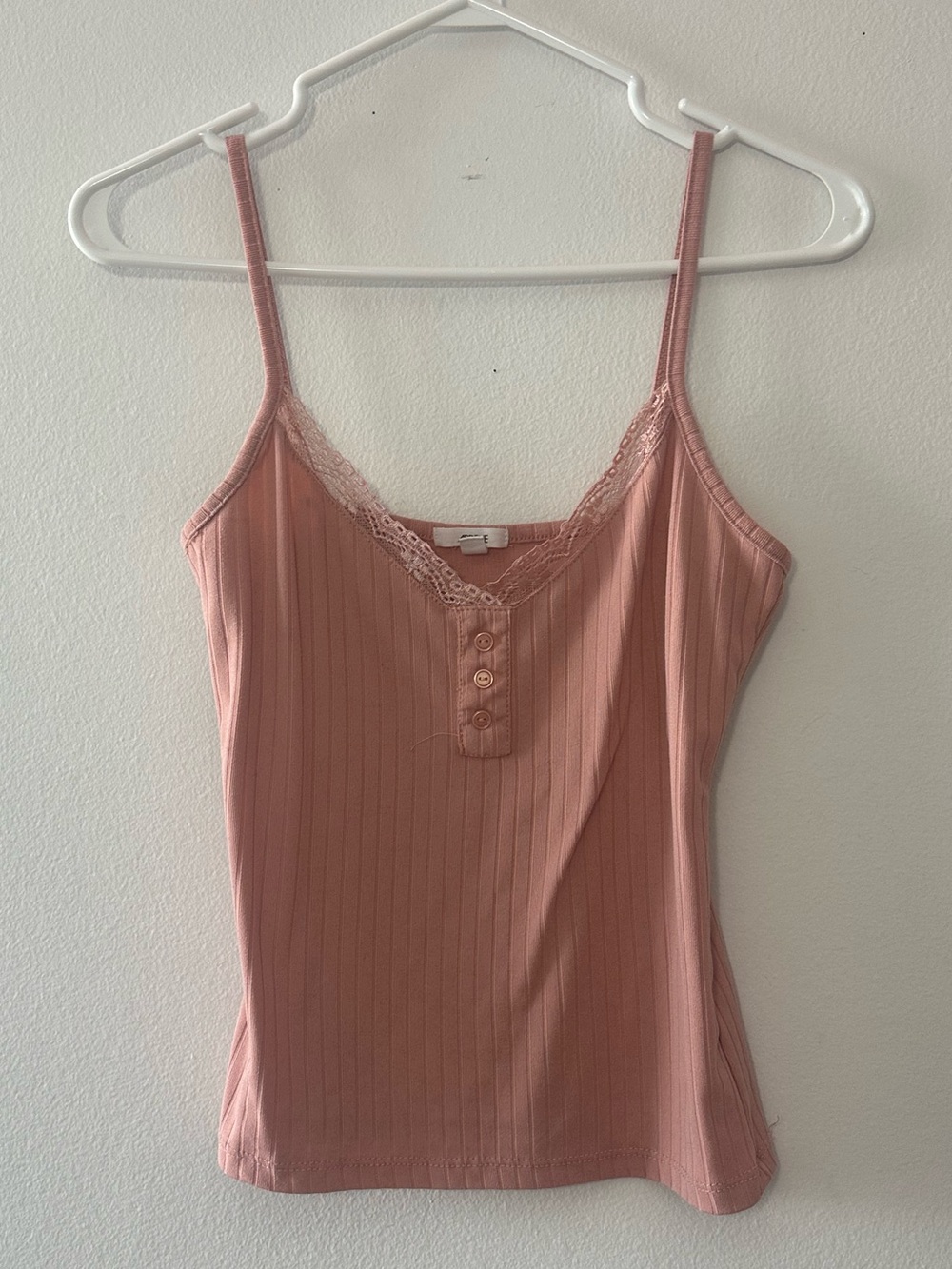 Ardene Lace-Trim Ribbed Cami in Dusty Rose